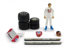 Gilles Villeneuve ‘Ferrari Accessory Set’ (figurine; helmet; wheels & tyres; nose cone & wing)