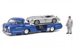 Mercedes-Benz ‘Blue Wonder’ 1954 Transporter with 300 SLR & Alfred Neubauer figurine