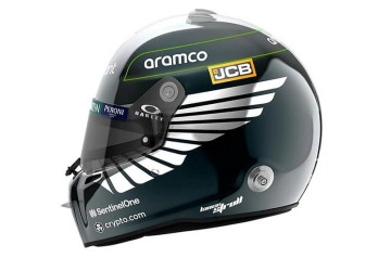 Lance Stroll F1 race helmet 2023 (Aston Martin Aramco Cognizant F1 Team)