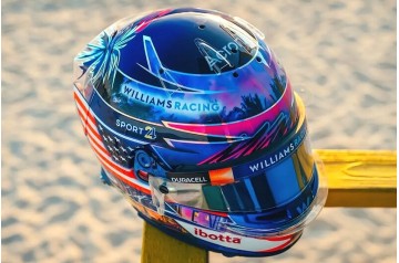 Logan Sargeant F1 race helmet 2023 Miami Grand Prix (Williams Racing)