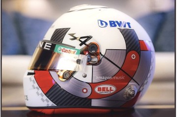 Esteban Ocon F1 race helmet 2023 Belgian Grand Prix (BWT Alpine F1 Team)