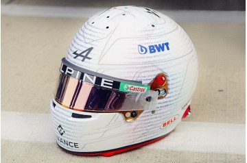 Esteban Ocon F1 race helmet 2023 British Grand Prix (BWT Alpine F1 Team)