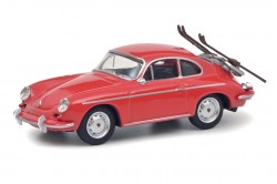 Porsche 356 with luggage rack and two sets of skis