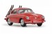 Porsche 356 with luggage rack and two sets of skis